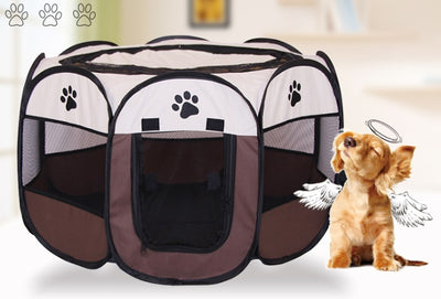 Folding Octagonal Pet Playpen - Portable Dog & Cat Kennel