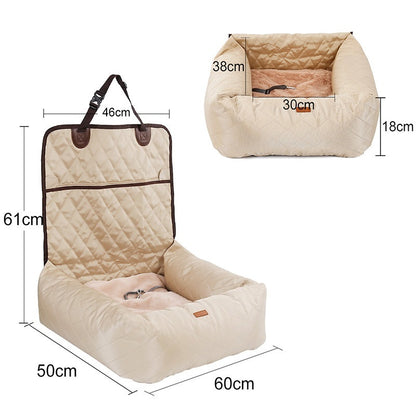 2-in-1 Pet Car Seat & Bed - Folding Travel Mattress