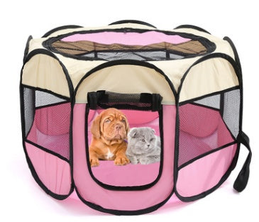 Folding Octagonal Pet Playpen - Portable Dog & Cat Kennel