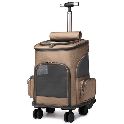 Rolling Pet Carrier Backpack with Wheels - Travel Trolley