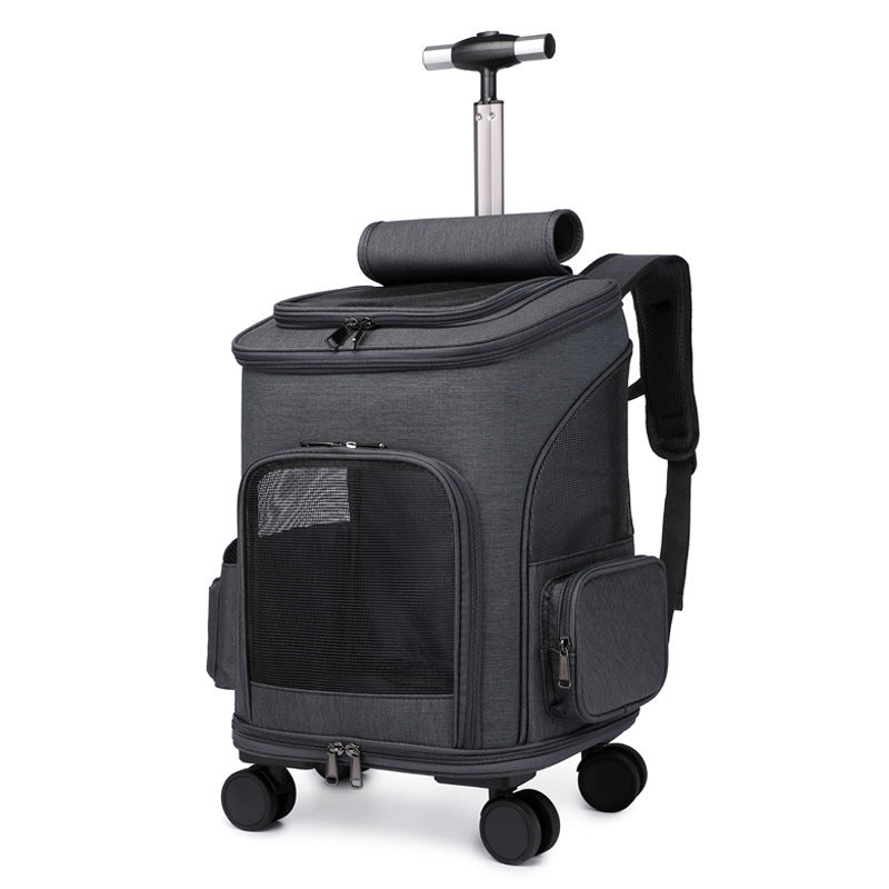 Rolling Pet Carrier Backpack with Wheels - Travel Trolley