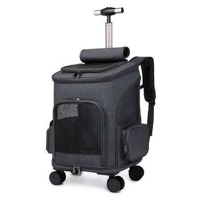 Rolling Pet Carrier Backpack with Wheels - Travel Trolley