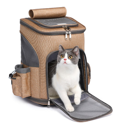 Rolling Pet Carrier Backpack with Wheels - Travel Trolley