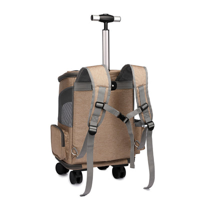Rolling Pet Carrier Backpack with Wheels - Travel Trolley