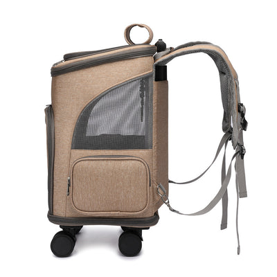 Rolling Pet Carrier Backpack with Wheels - Travel Trolley