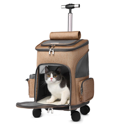Rolling Pet Carrier Backpack with Wheels - Travel Trolley