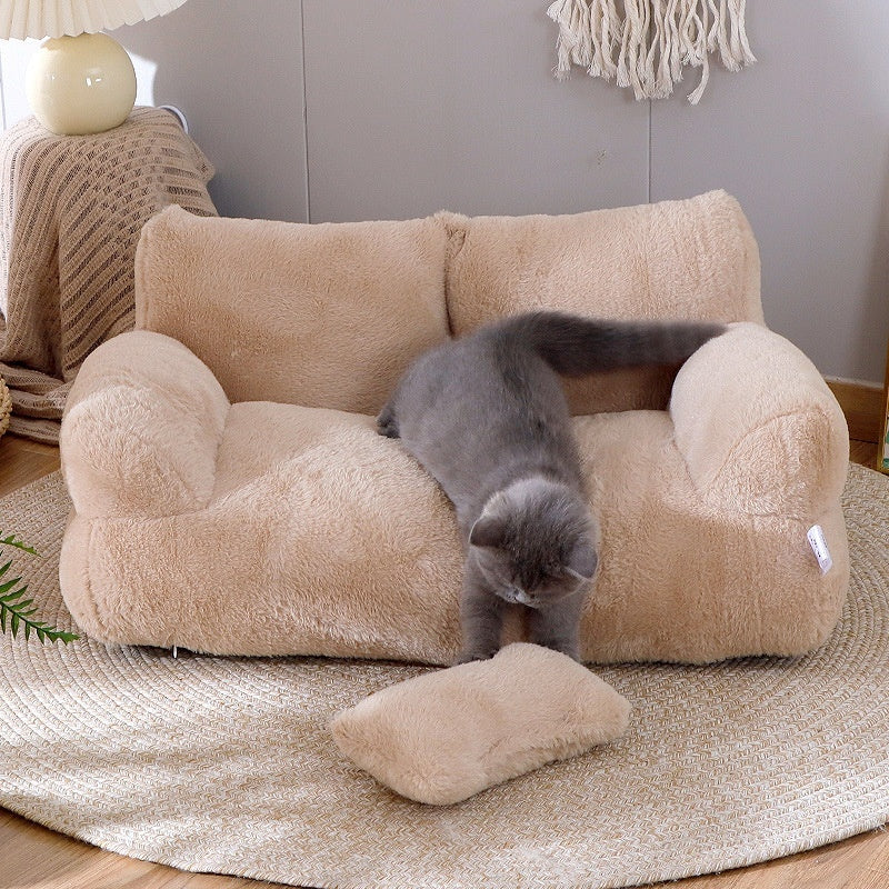 Luxury Cat Bed Sofa - Winter Warm Plush Pet Bed