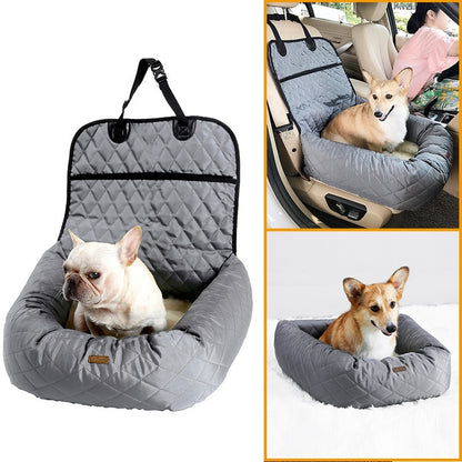 2-in-1 Pet Car Seat & Bed - Folding Travel Mattress