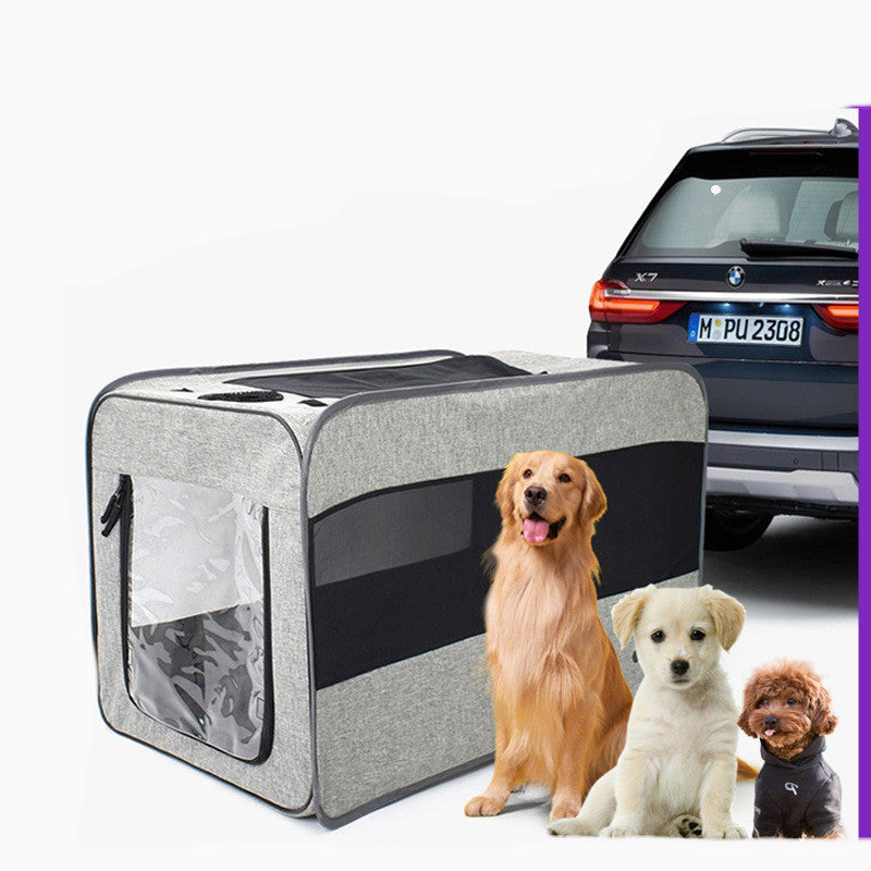 Pet Travel Carrier Bag - Folding Fabric Carrier with Safety Zippers