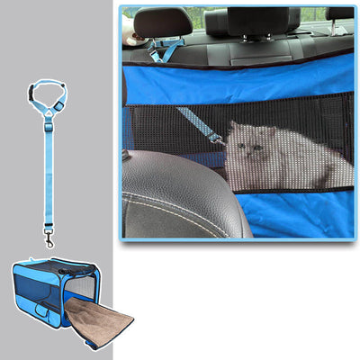 Pet Travel Carrier Bag - Folding Fabric Carrier with Safety Zippers