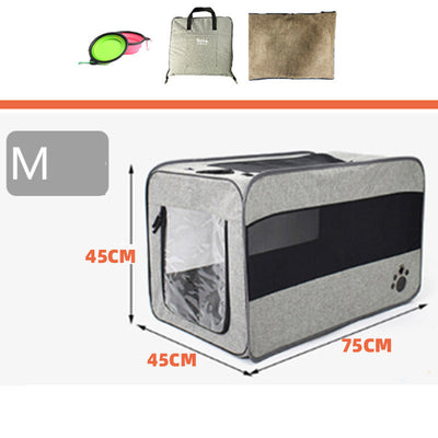 Pet Travel Carrier Bag - Folding Fabric Carrier with Safety Zippers