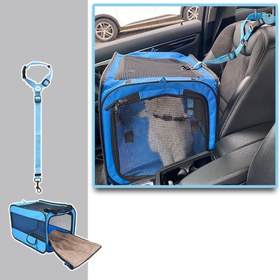Pet Travel Carrier Bag - Folding Fabric Carrier with Safety Zippers
