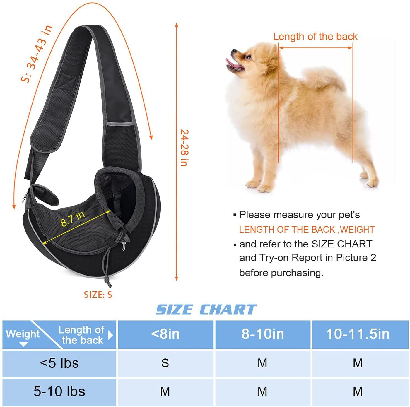 Crossbody Pet Carrier Bag - Portable Bag for Small Dogs & Cats